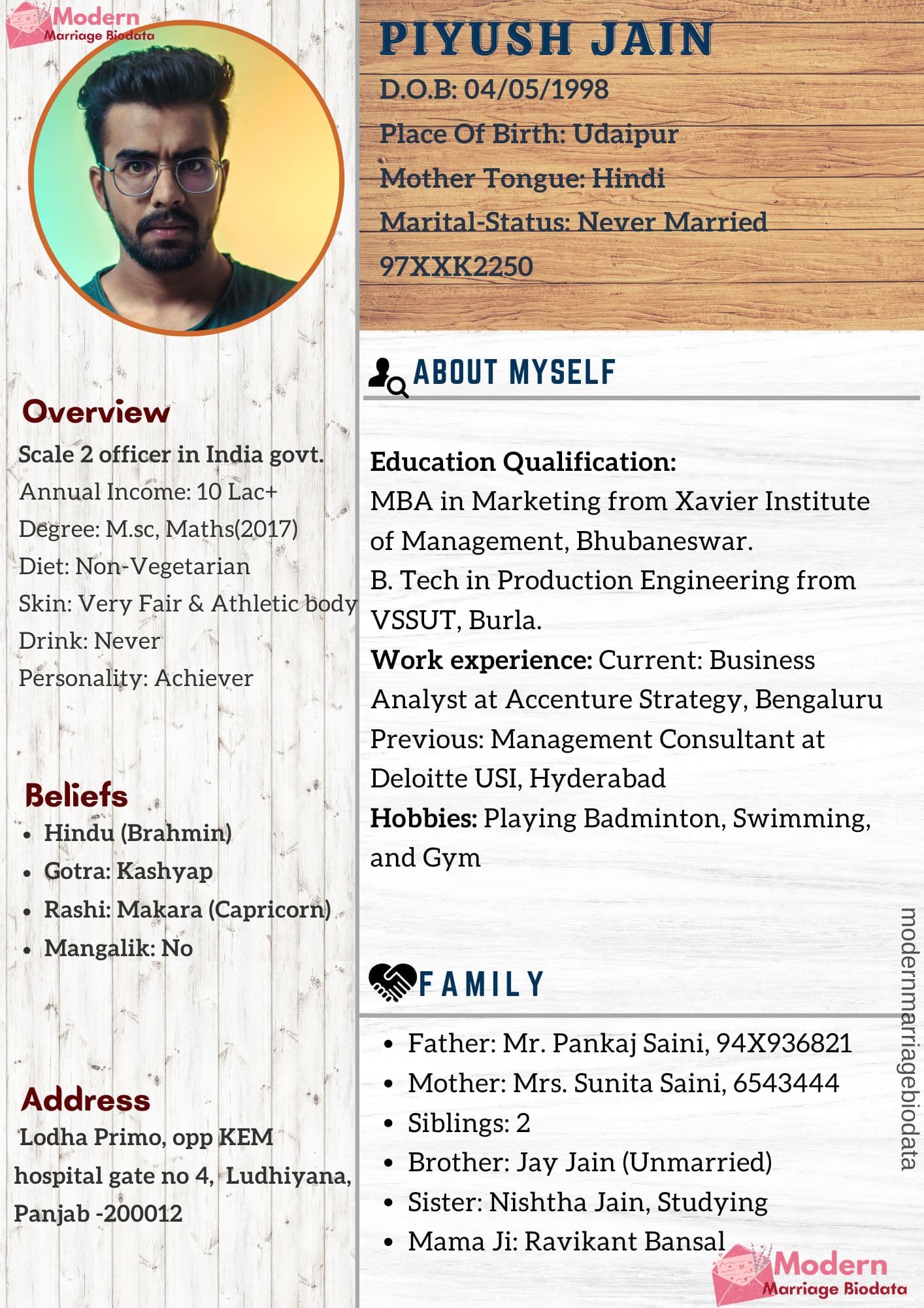 Modern Elegant Marriage Biodata 239