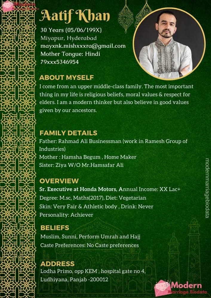 muslim marriage biodata green traditional